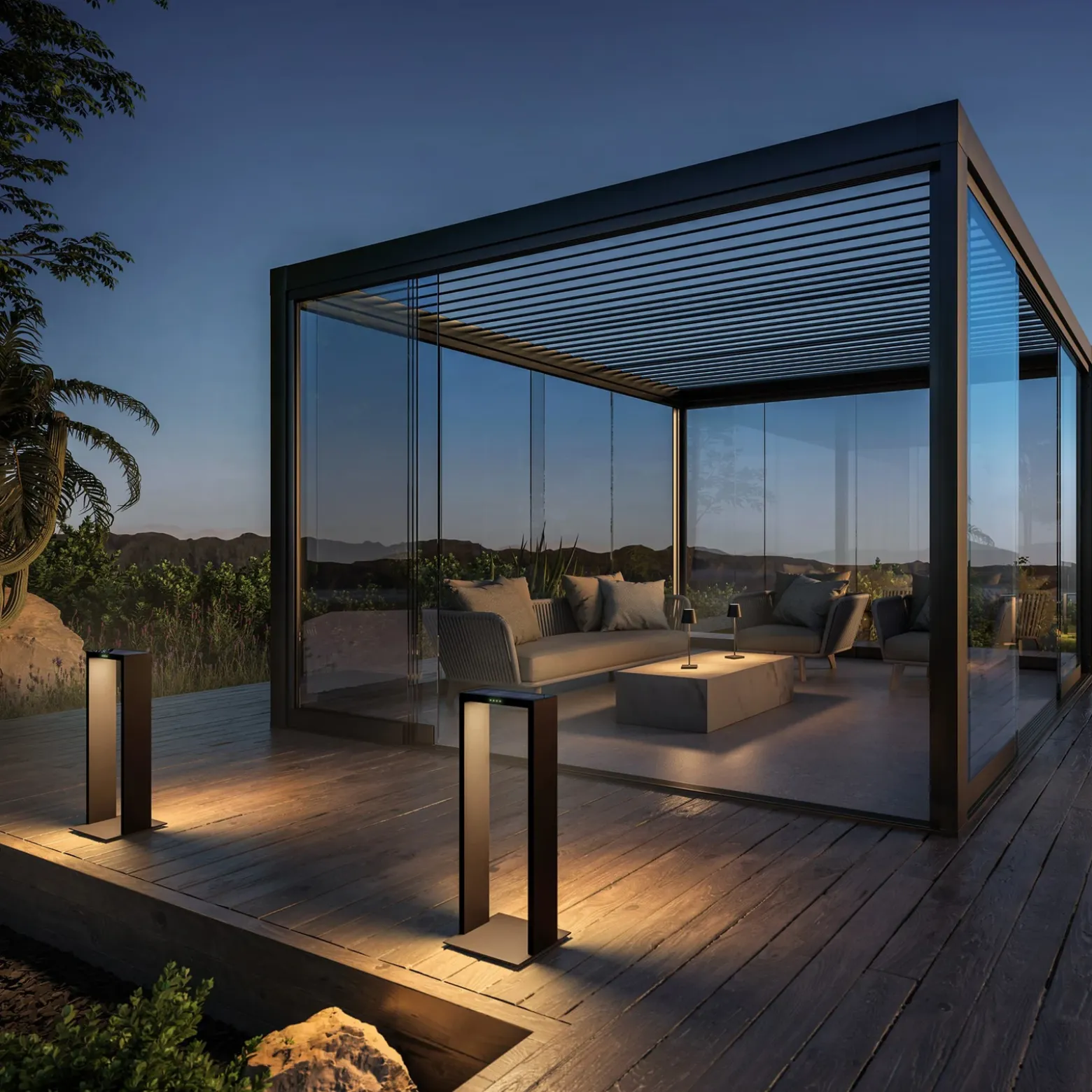 KLEWE Lámpara LED solar AXIS MAXI, antracita, 65 cm, aluminio, IP65
