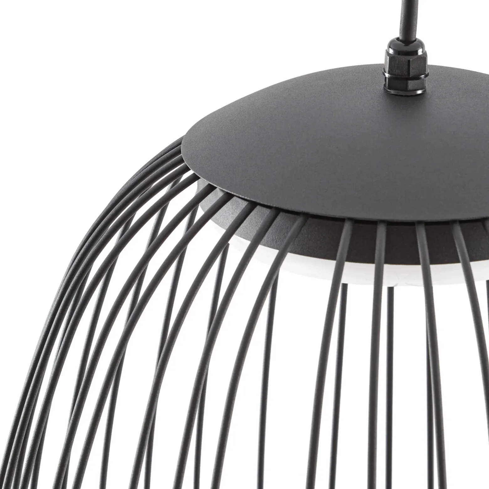Lampára colgante exterior LED Lucande Richi, negra, Ø 35 cm, atenuable