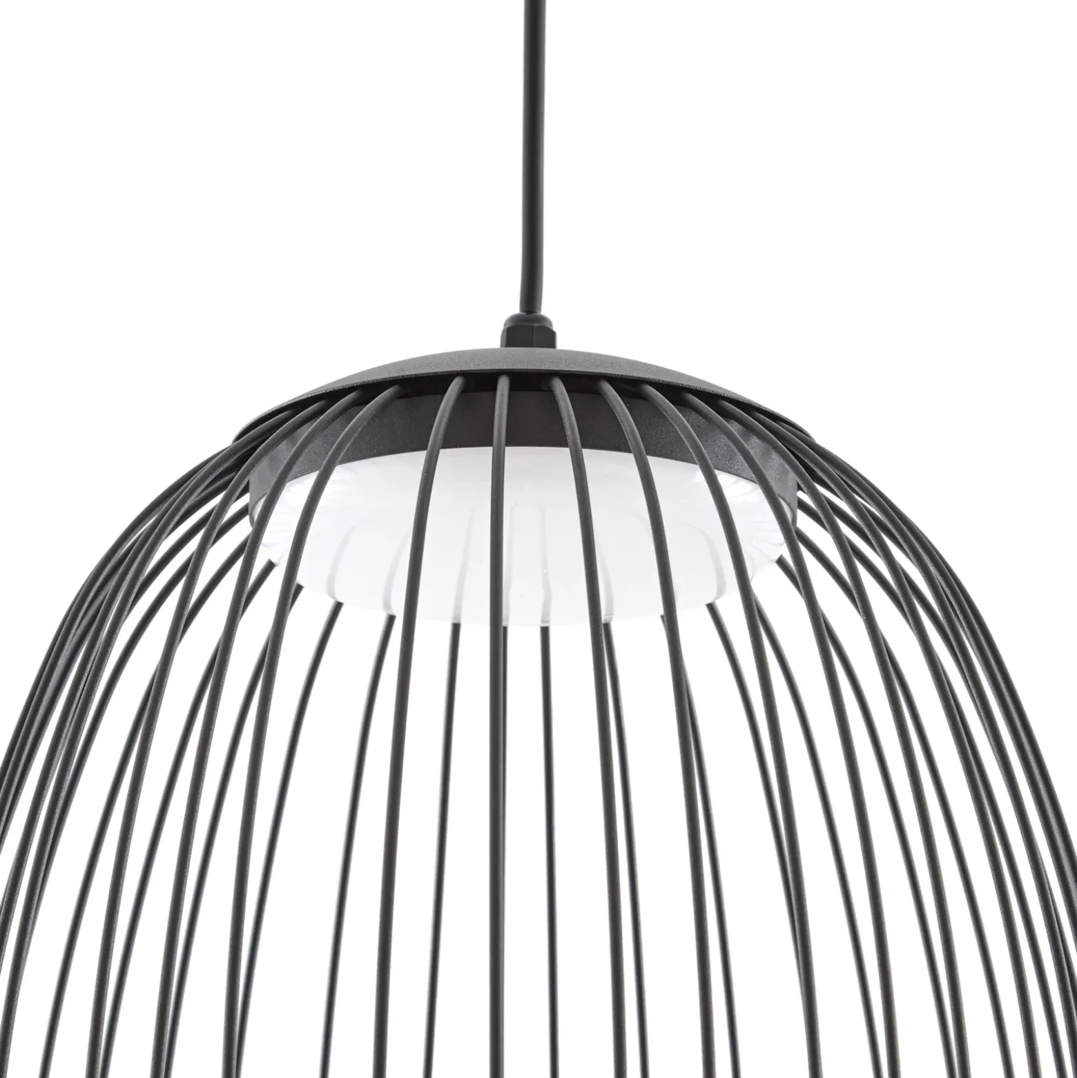 Lampára colgante exterior LED Lucande Richi, negra, Ø 35 cm, atenuable