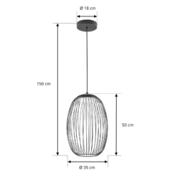 Lampára colgante exterior LED Lucande Richi, negra, Ø 35 cm, atenuable