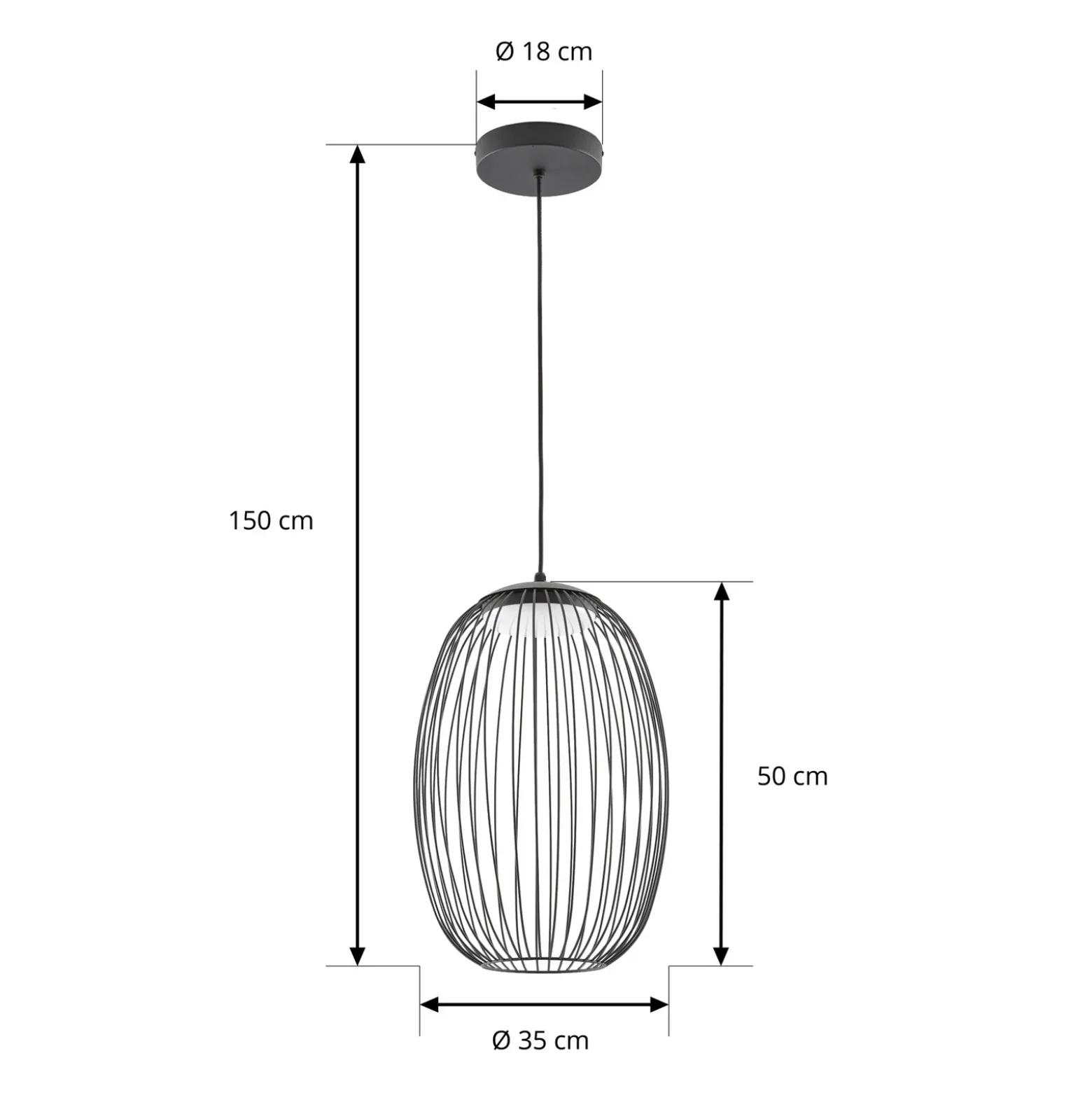 Lampára colgante exterior LED Lucande Richi, negra, Ø 35 cm, atenuable
