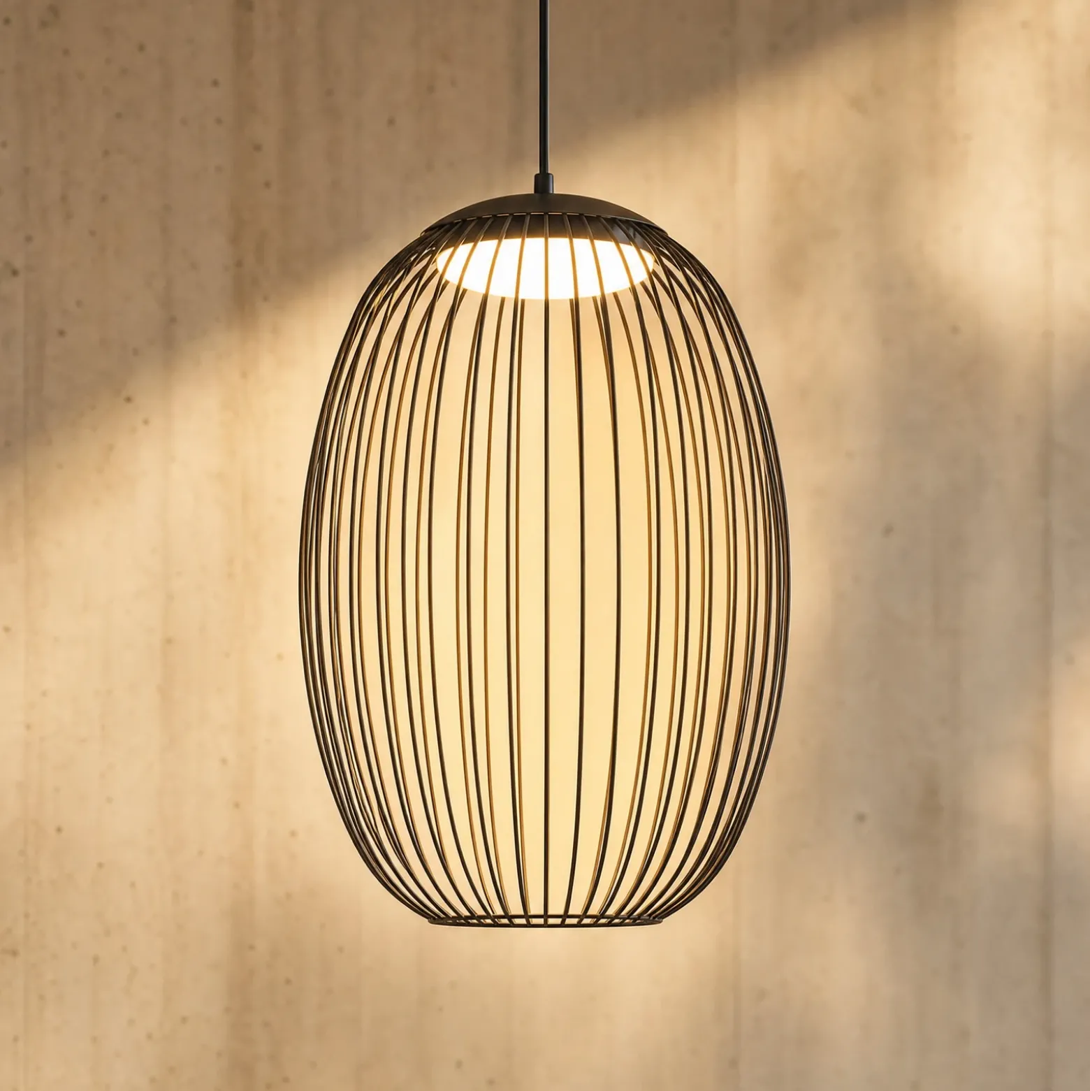 Lampára colgante exterior LED Lucande Richi, negra, Ø 35 cm, atenuable