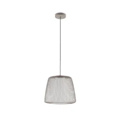Lampára colgante exterior LED Lucande Korvyn, gris, Ø 50 cm, regulable por pasos