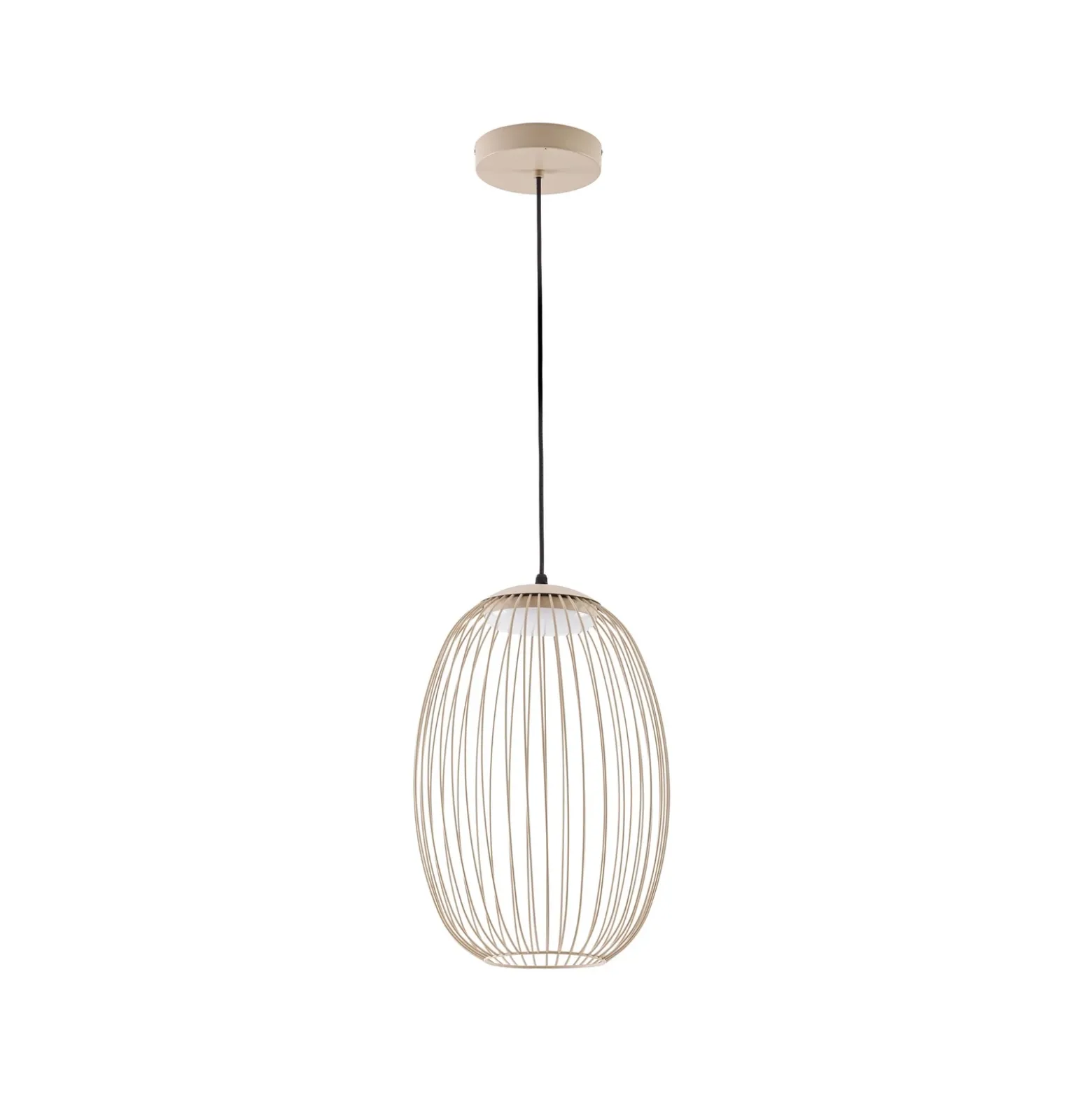 Lampára colgante exterior LED Lucande Richi, beige, Ø 35 cm, atenuable