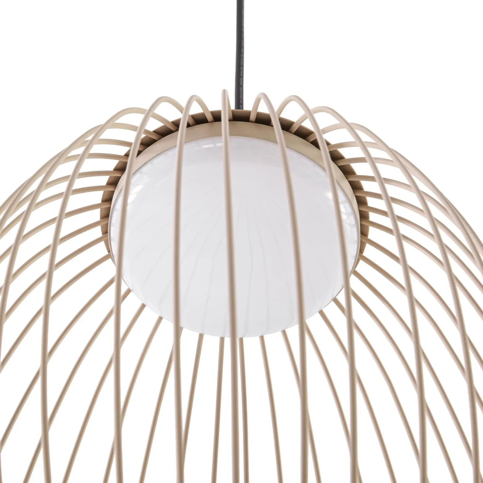 Lampára colgante exterior LED Lucande Richi, beige, Ø 35 cm, atenuable