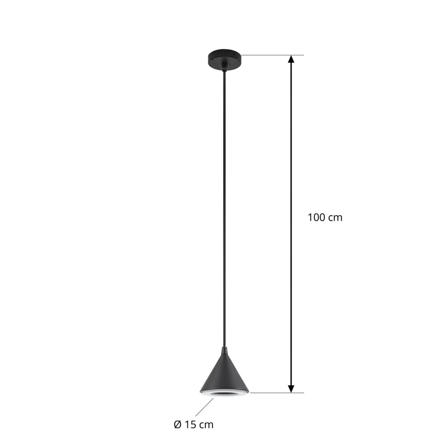 Lampára colgante exterior LED Lindby Soran, Ø 15 cm, negra, IP44