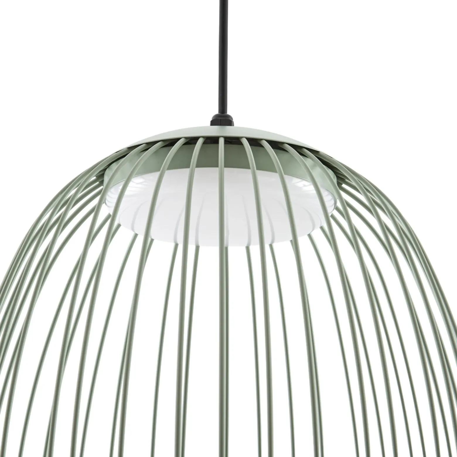 Lampára colgante exterior LED Lucande Richi, verde, Ø 35 cm, atenuable