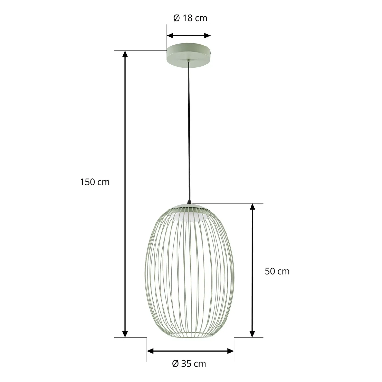 Lampára colgante exterior LED Lucande Richi, verde, Ø 35 cm, atenuable