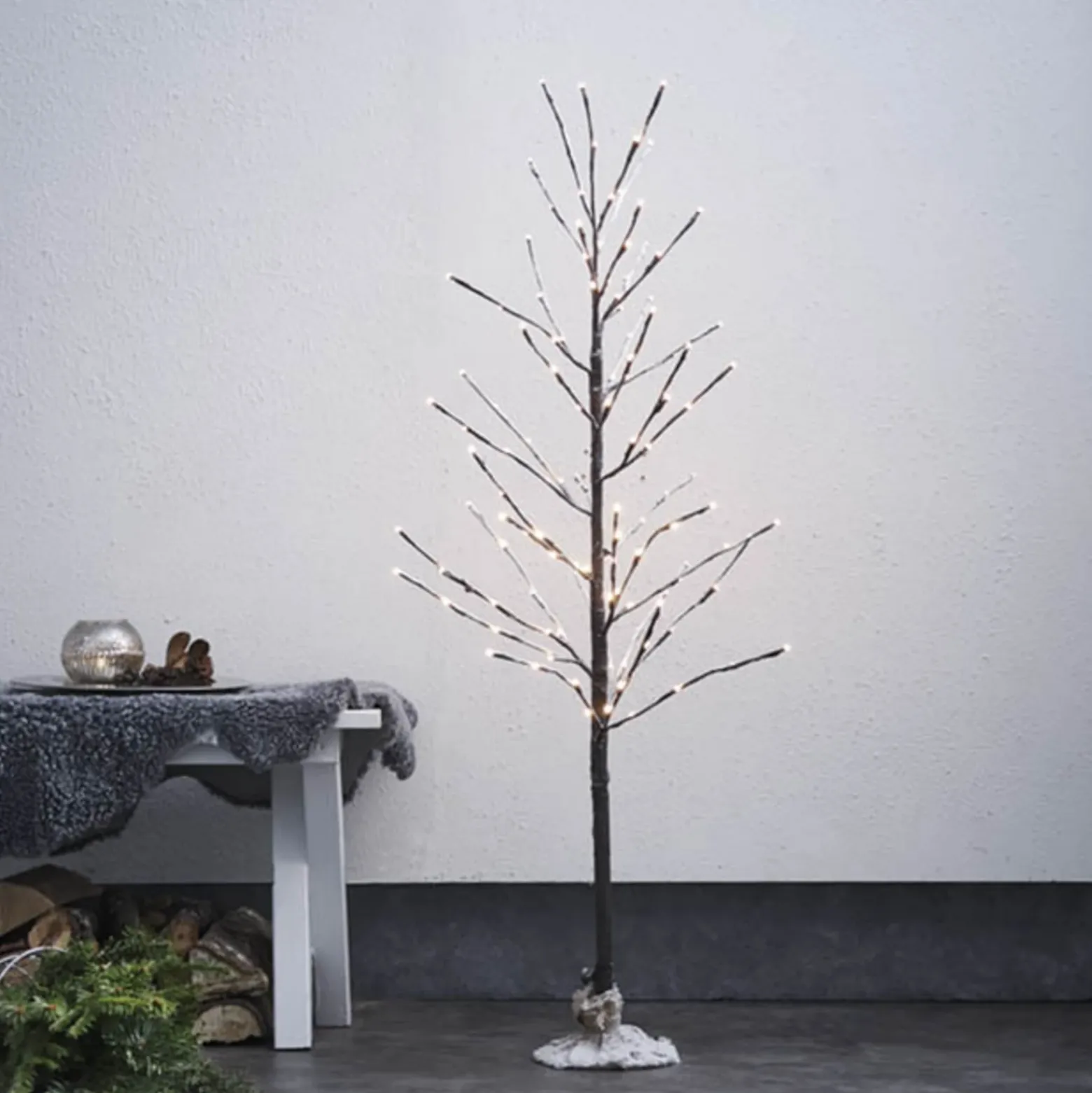 LED árbol decorativo Tobby Tree IP44 marrón altura 120cm