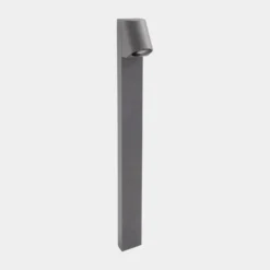 LEDS-C4 Bolardo luminoso Eko Inclined, gris, altura 80 cm, aluminio