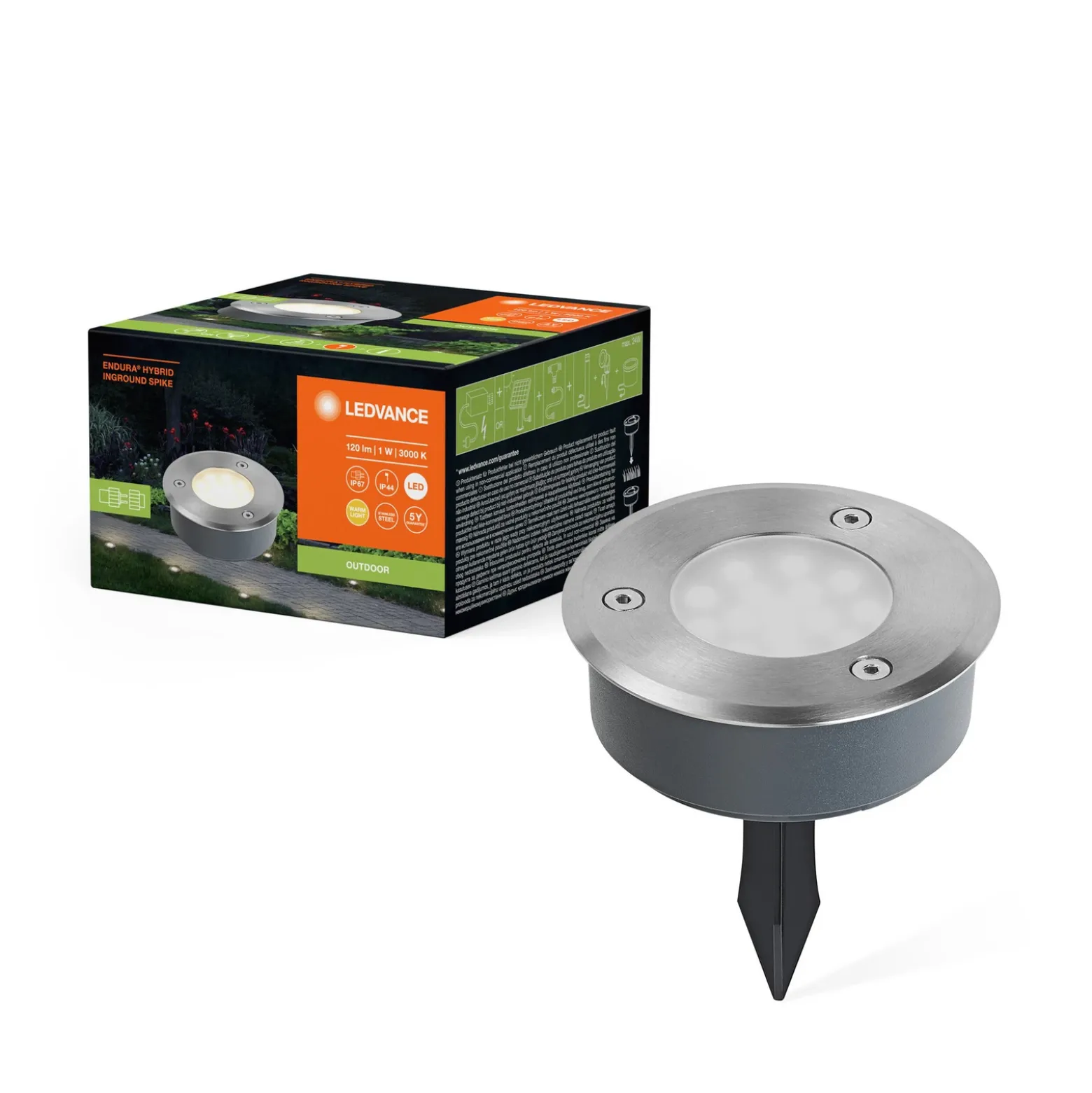 LEDVANCE Lámpara LED con pica Endura Hybrid Spike, acero inoxidable
