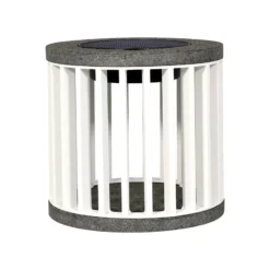 Les Jardins Lámpara de mesa solar LED Halo, blanca, aluminio/granito