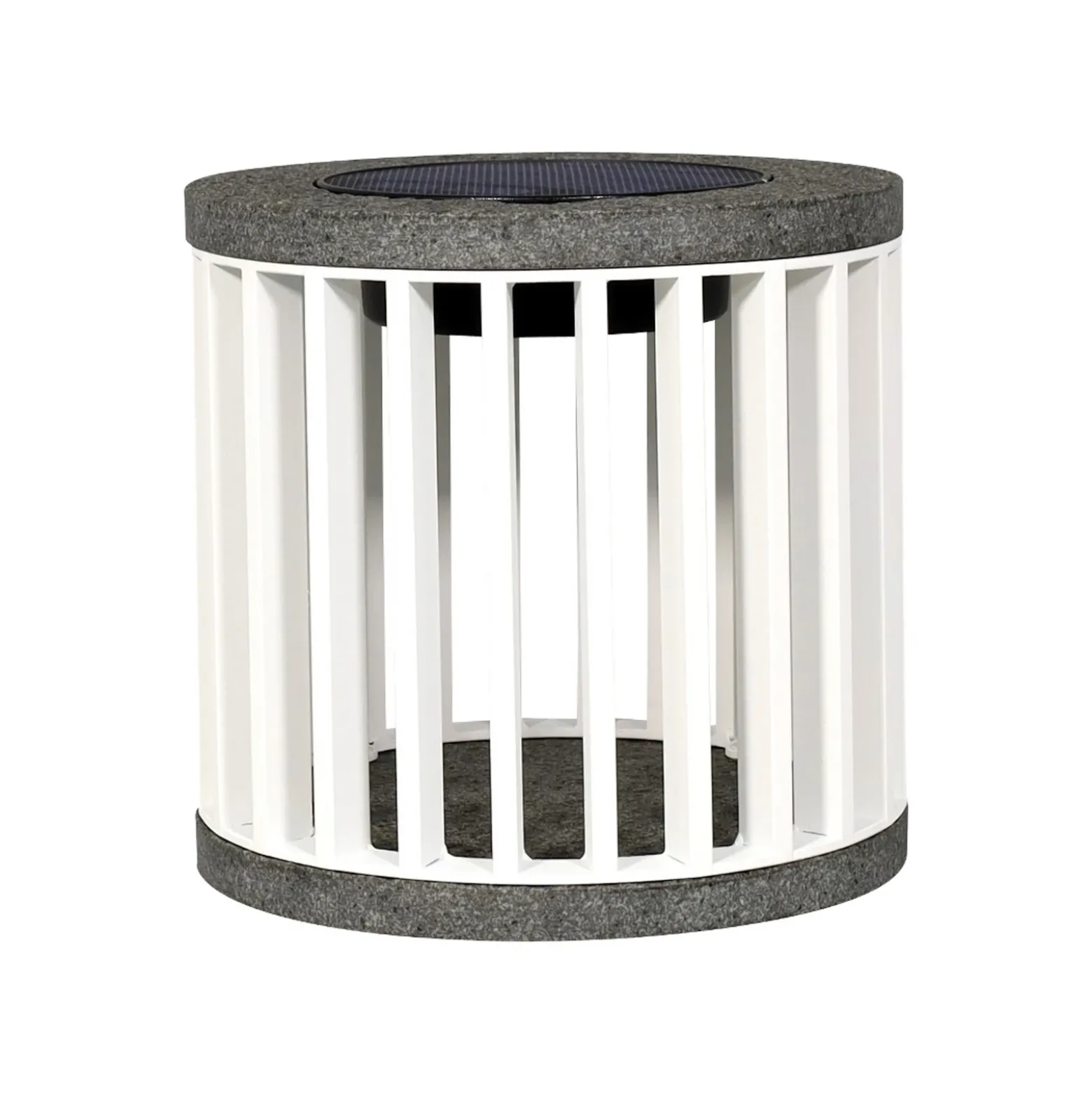 Les Jardins Lámpara de mesa solar LED Halo, blanca, aluminio/granito
