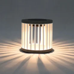 Les Jardins Lámpara de mesa solar LED Halo, blanca, aluminio/granito