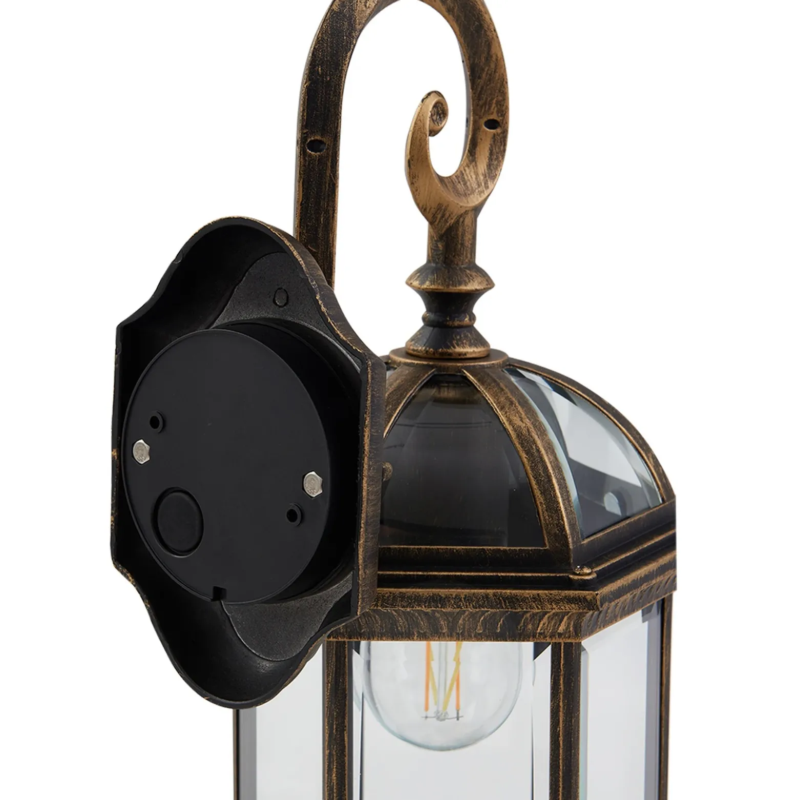 Lindby aplique de exterior Adelisa, dorado antiguo, aluminio, altura 39 cm