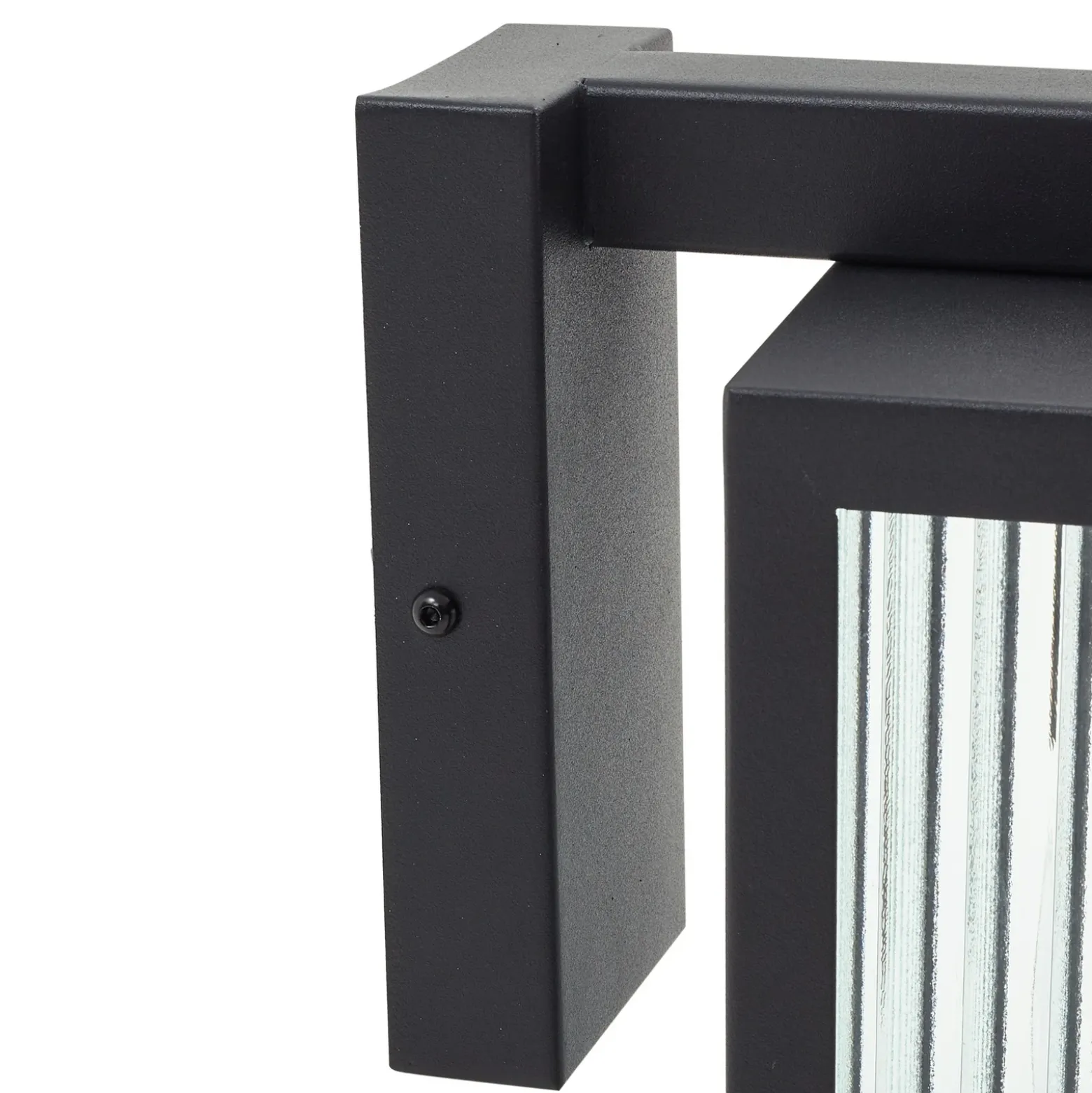 Lindby Aplique de exterior Bolgar, negro, metal, cristal, 15 cm