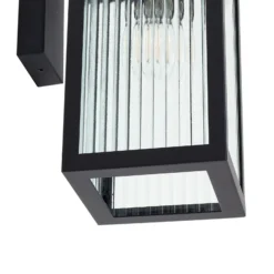 Lindby Aplique de exterior Bolgar, negro, metal, cristal, 15 cm