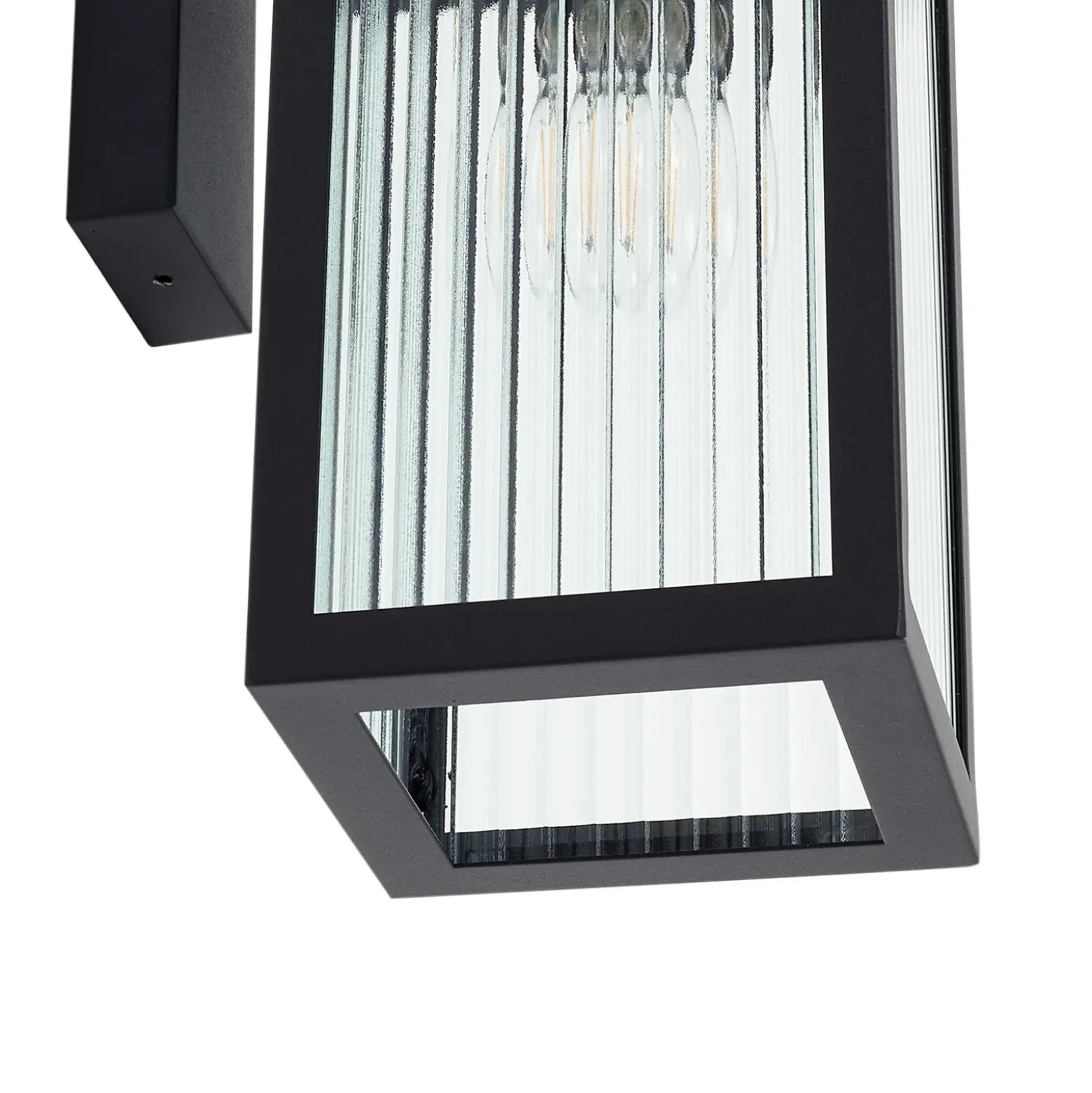 Lindby Aplique de exterior Bolgar, negro, metal, cristal, 15 cm