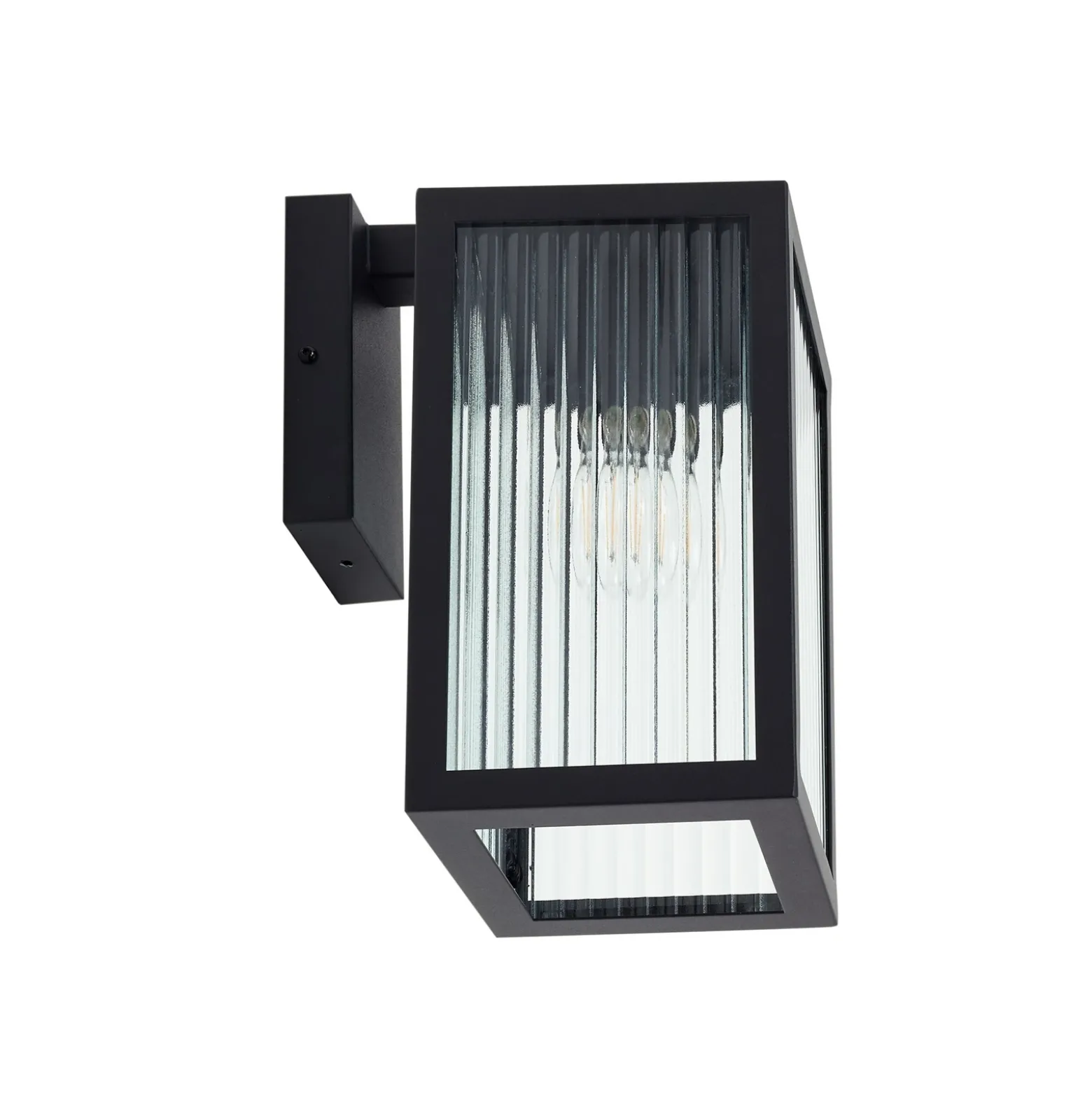 Lindby Aplique de exterior Bolgar, negro, metal, cristal, 15 cm