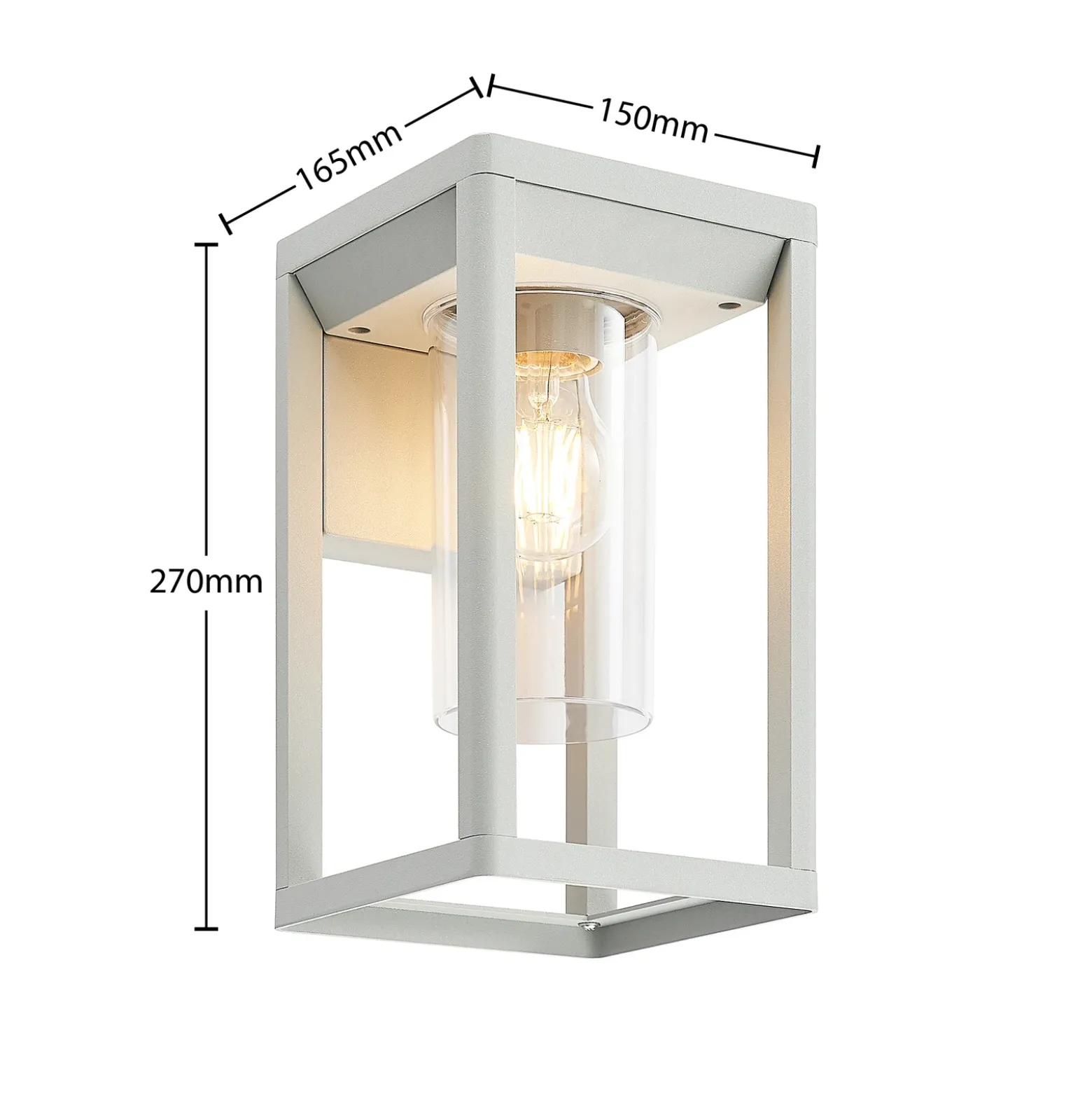 Lindby aplique de exterior Estami, plateado, metal, 27 cm