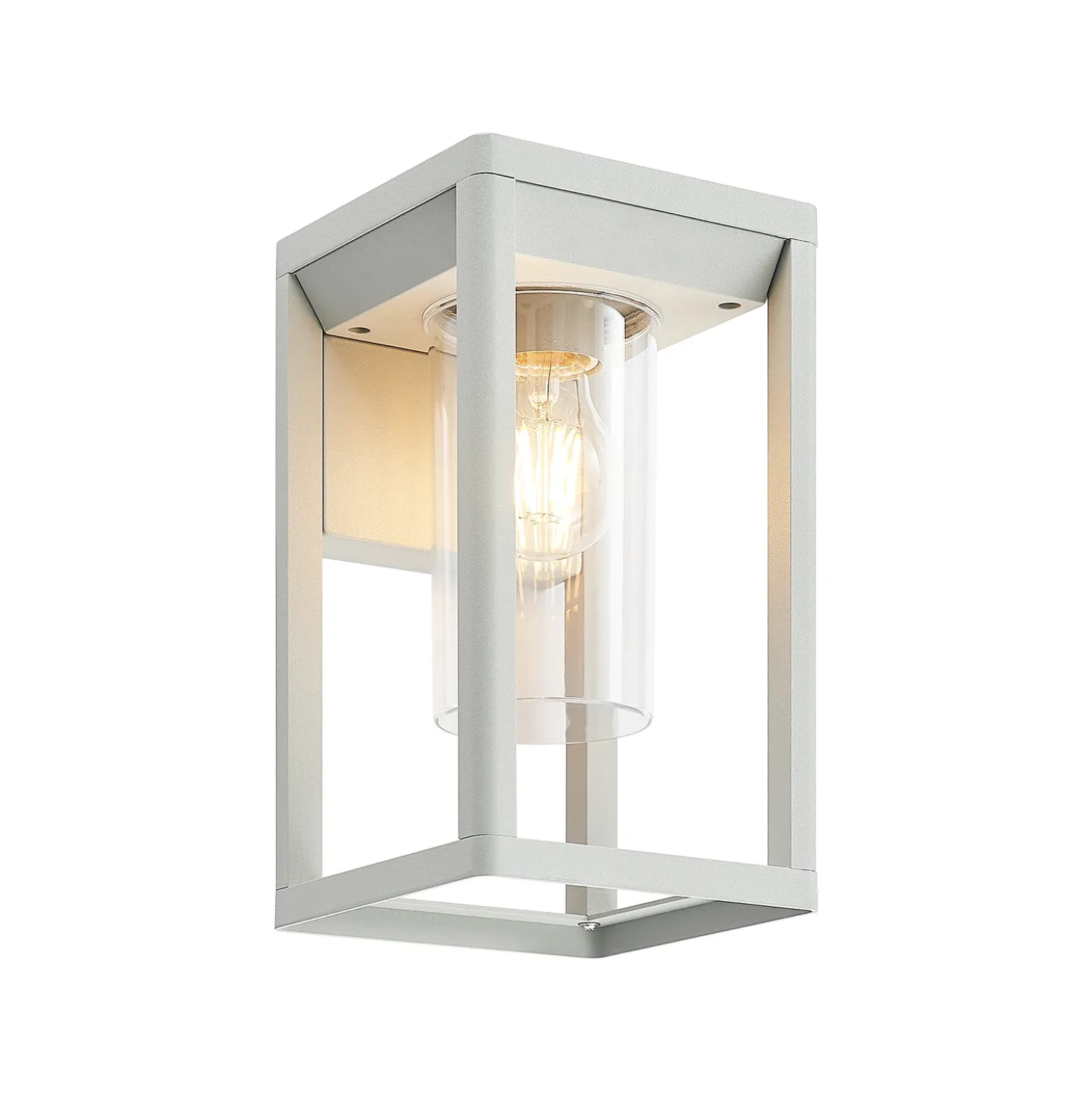 Lindby aplique de exterior Estami, plateado, metal, 27 cm