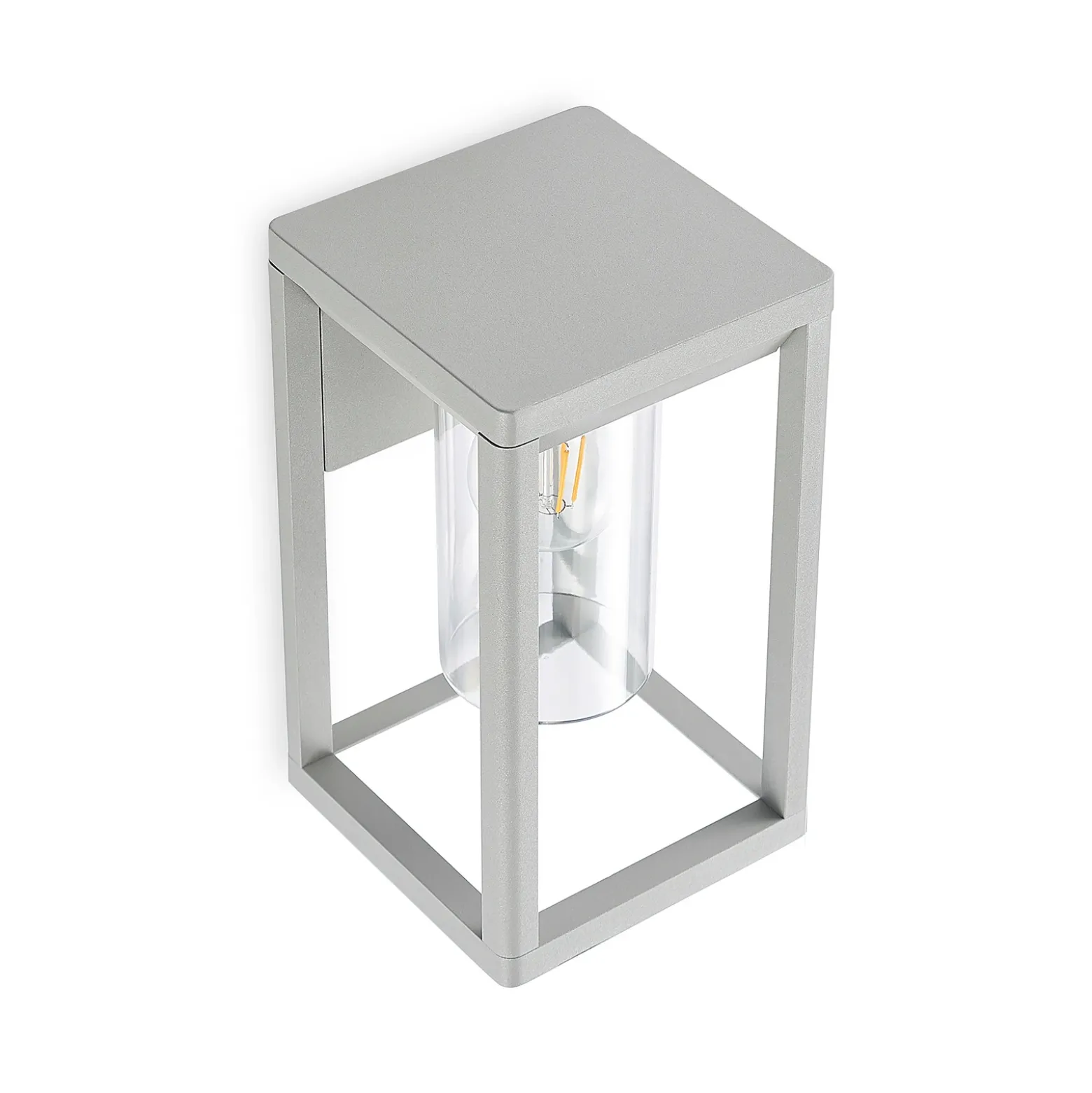 Lindby aplique de exterior Estami, plateado, metal, 27 cm