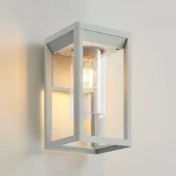 Lindby aplique de exterior Estami, plateado, metal, 27 cm