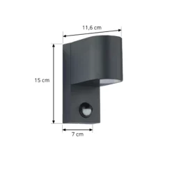Lindby Aplique de exterior Gelso, aluminio, 15 cm, GU10, sensor