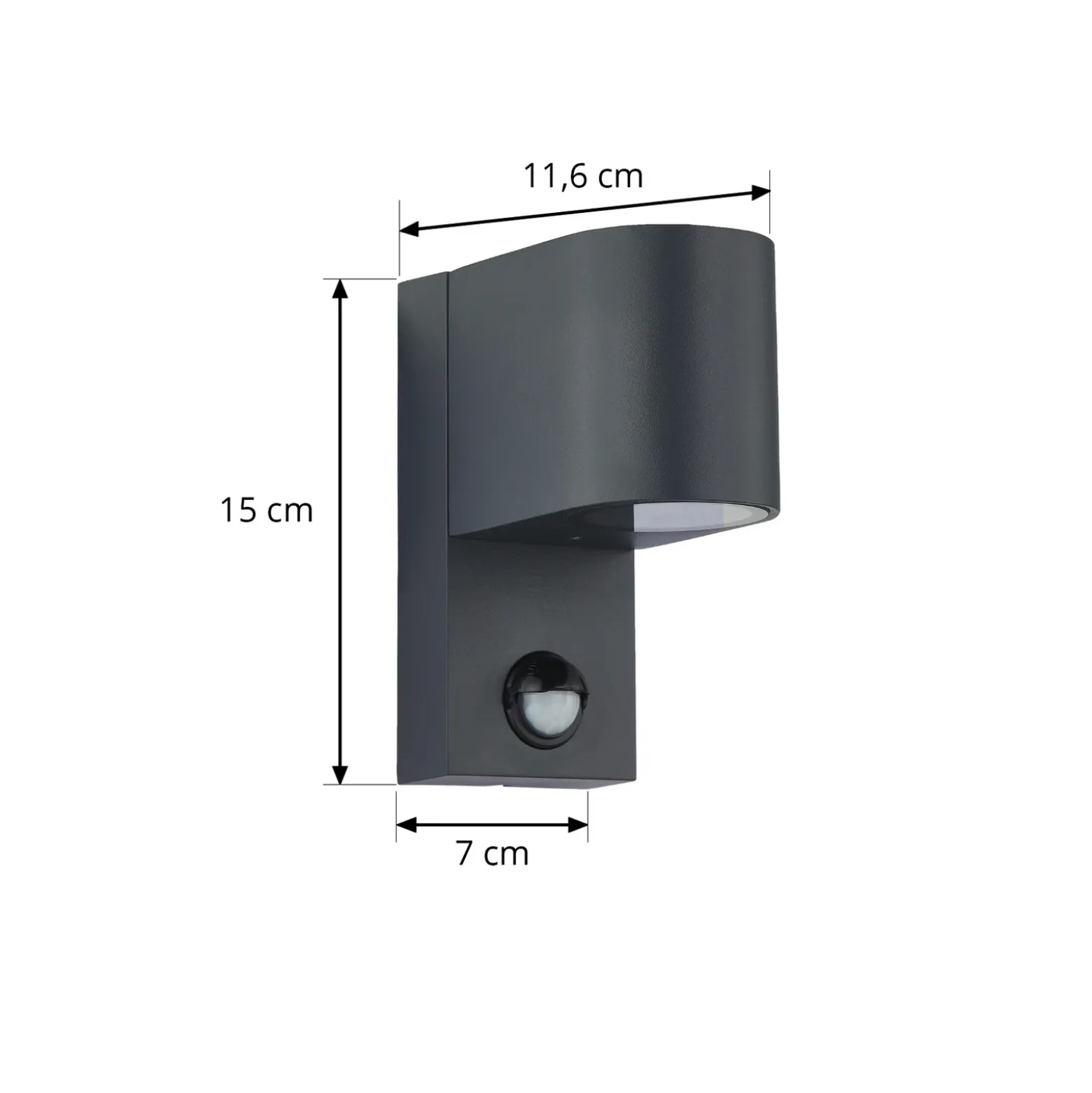 Lindby Aplique de exterior Gelso, aluminio, 15 cm, GU10, sensor