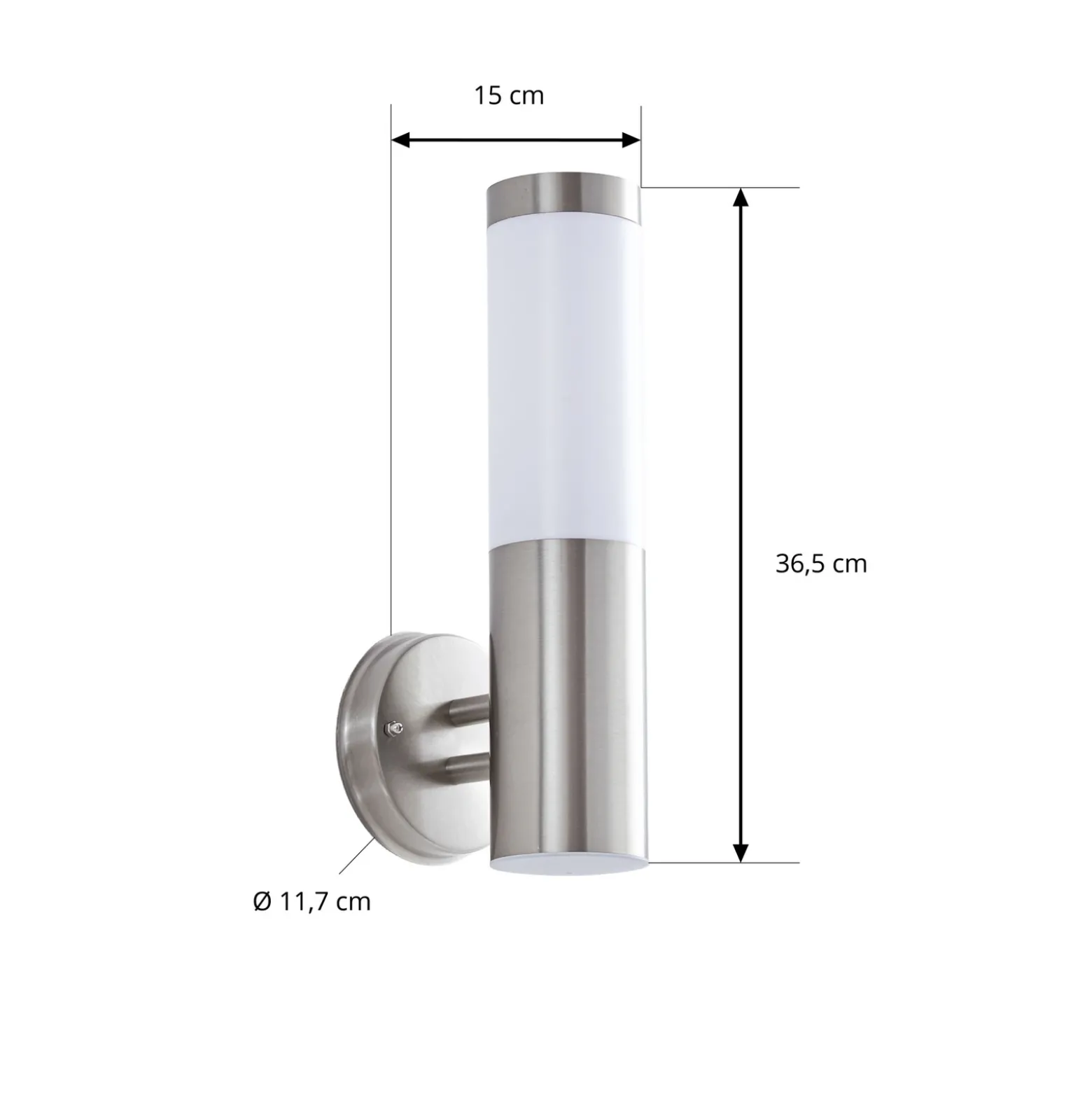 Lindby Aplique de exterior Kristof, acero inoxidable, 33 cm de alto, E27