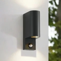 Lindby Aplique de exterior Palina, sensor, IP44, antracita