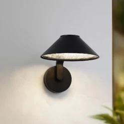 Lindby Aplique de pared LED Capelo, negro, metal, Ø20cm