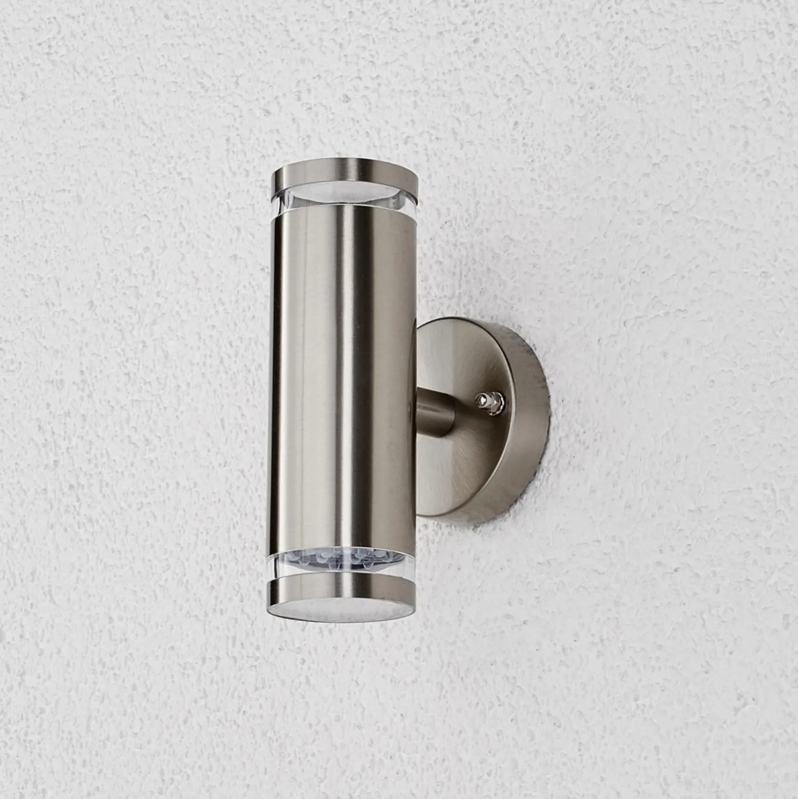 Lindby Aplique LED para exterior Tiberius, acero inoxidable, arriba/abajo, IP44