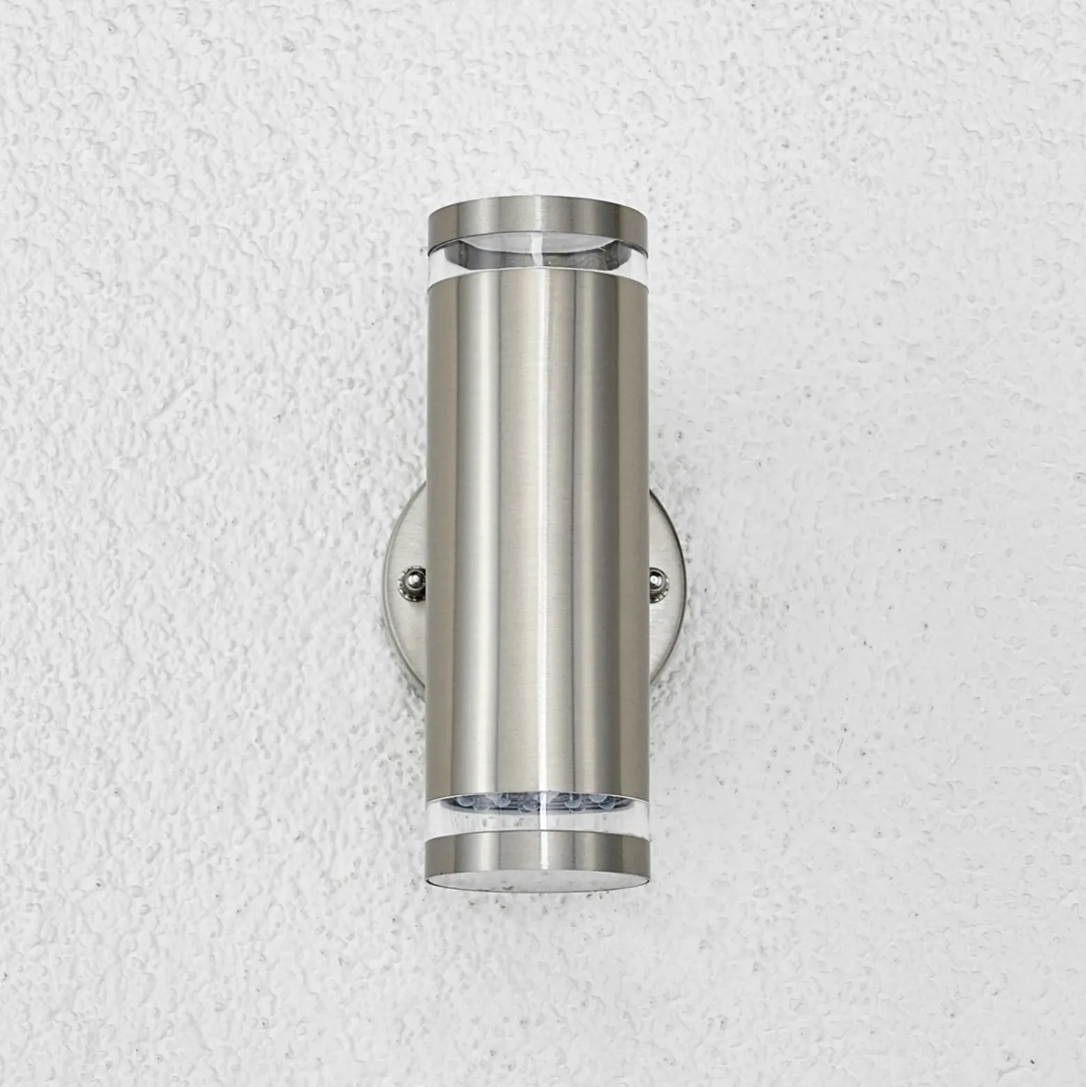 Lindby Aplique LED para exterior Tiberius, acero inoxidable, arriba/abajo, IP44