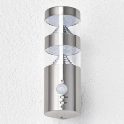 Lindby Aplique LED para exterior Lanea, 22 cm, acero inoxidable, sensor
