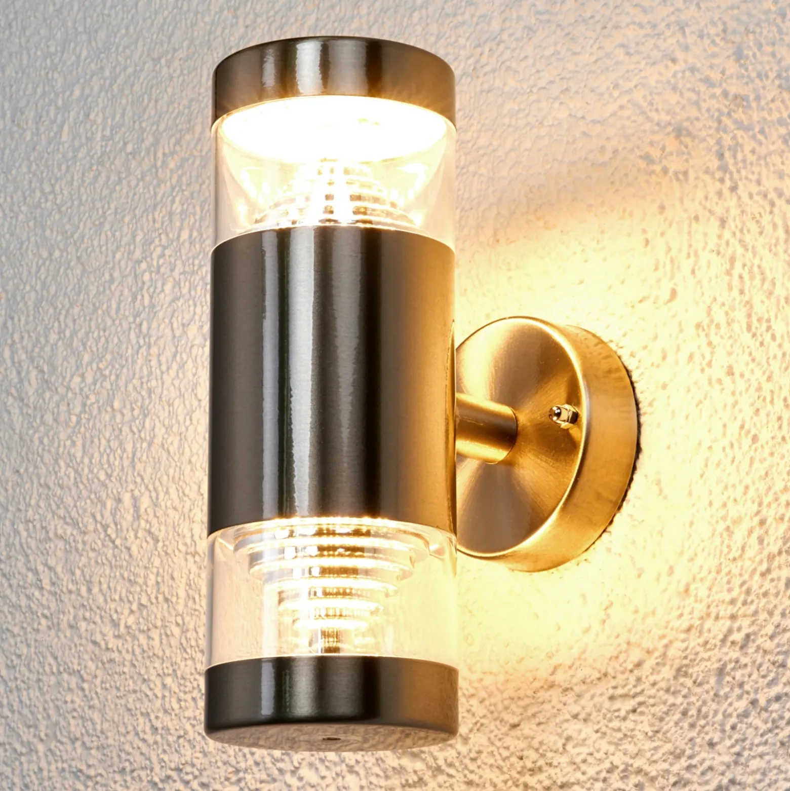 Lindby Aplique LED para exterior Lanea, 21 cm, acero inoxidable, IP44