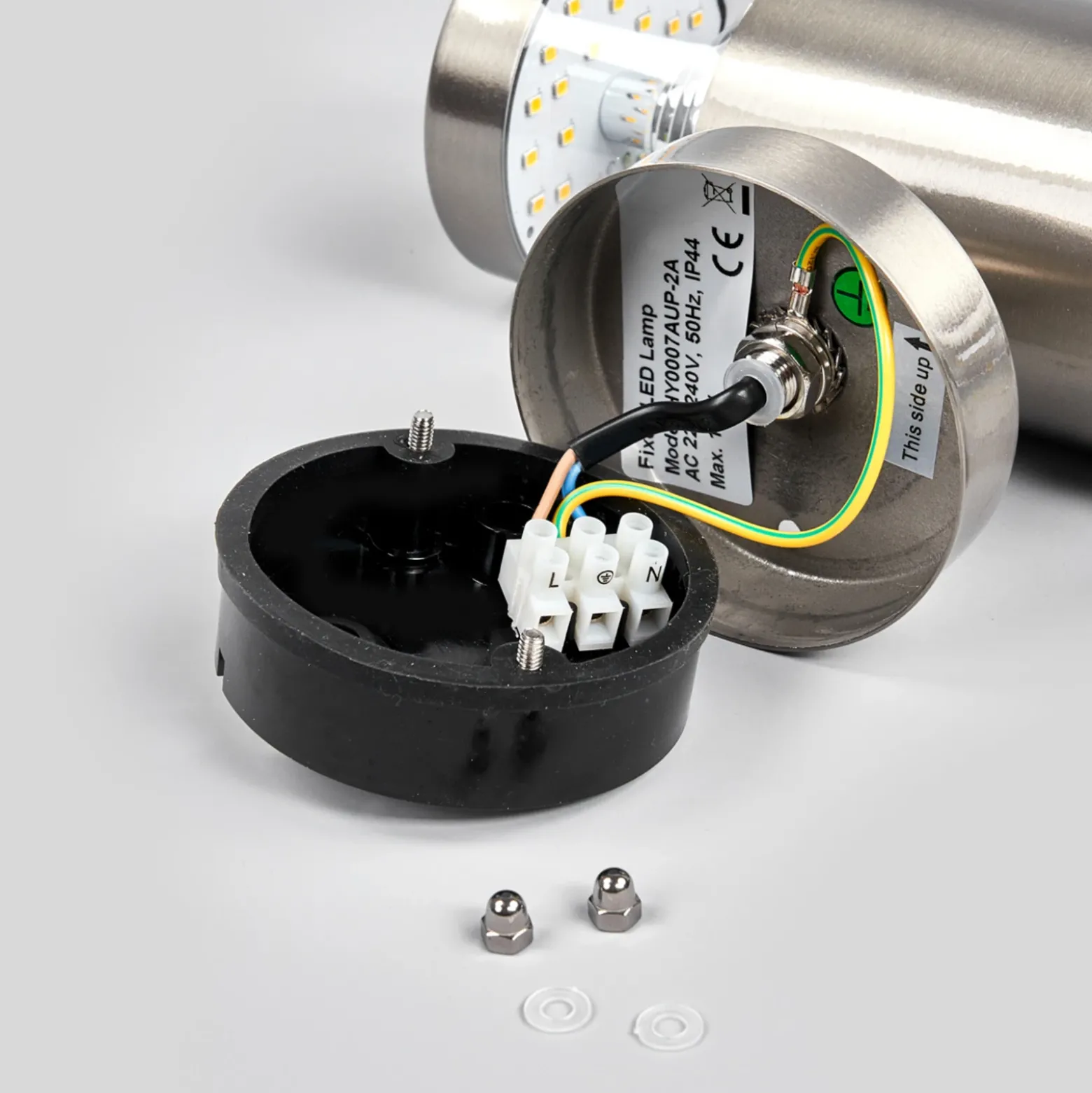 Lindby Aplique LED para exterior Lanea, 21 cm, acero inoxidable, IP44