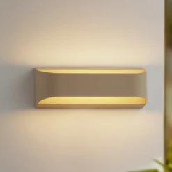 Lindby aplique LED para exterior Lenore, beige, metal, 36,5 cm