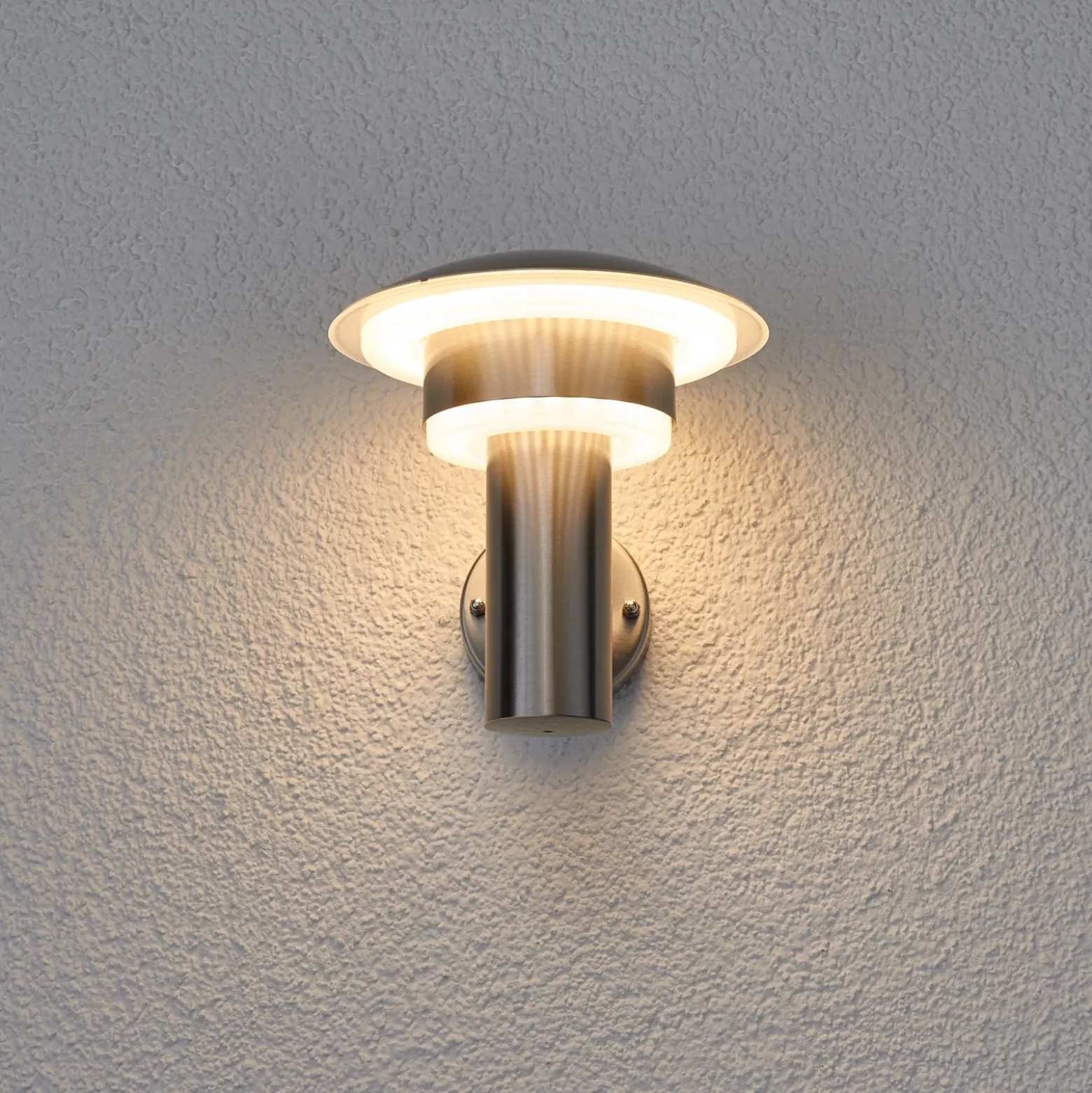 Lindby Aplique LED para exterior Lillie, altura 19 cm, acero inoxidable