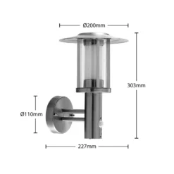 Lindby Aplique LED para exterior Gregory, sensor, acero inoxidable, IP44