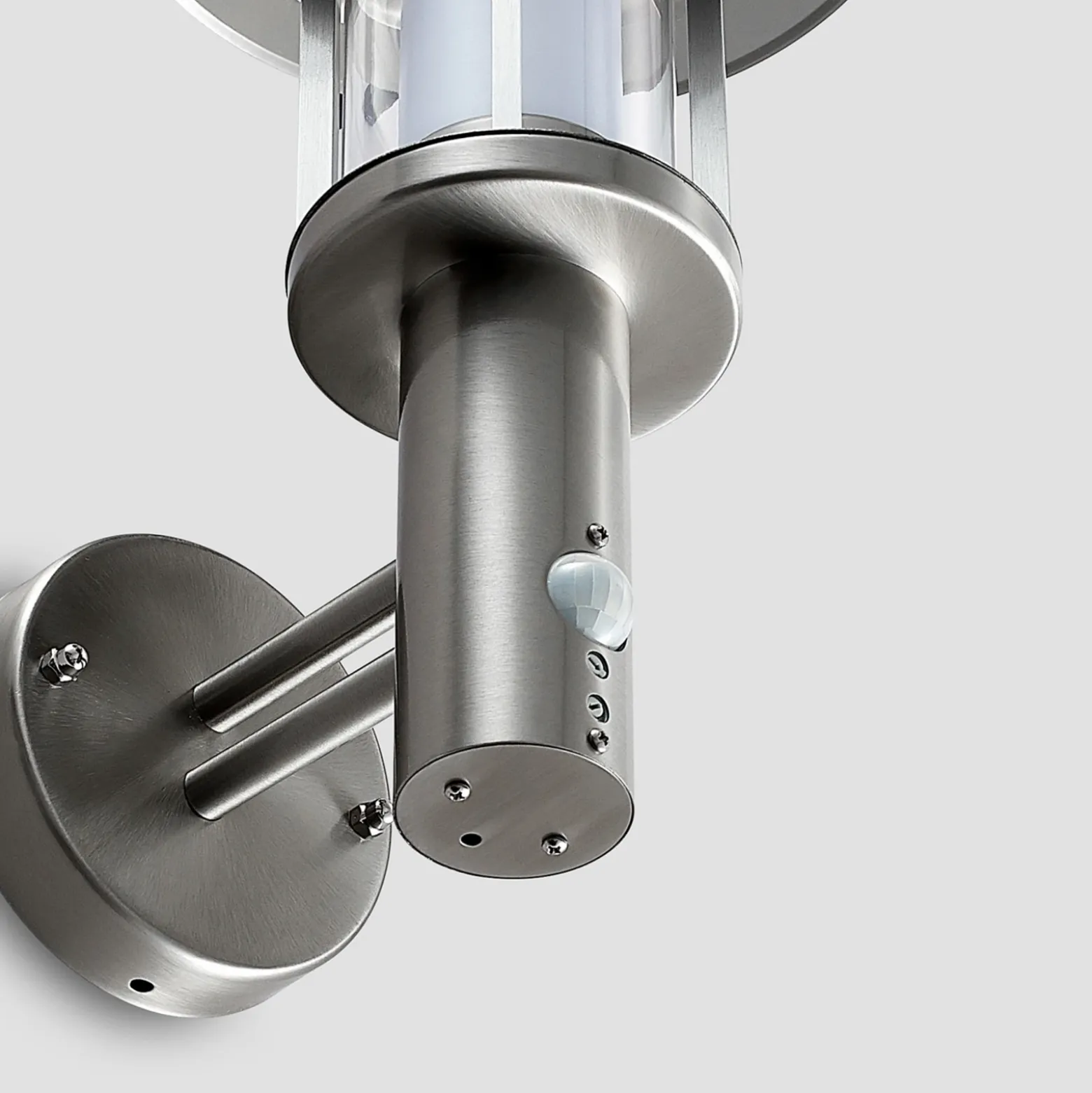 Lindby Aplique LED para exterior Gregory, sensor, acero inoxidable, IP44
