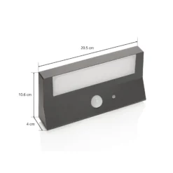 Lindby Aplique LED solar para exterior Maresia, sensor, antracita