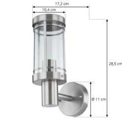 Lindby Aplique para exterior Djori, color aluminio, acero inoxidable, E27