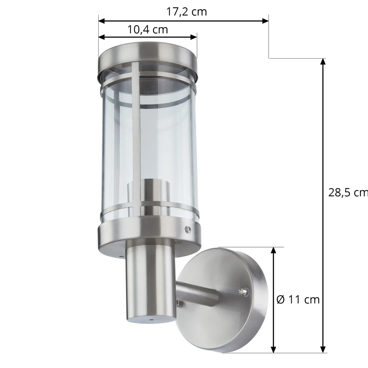 Lindby Aplique para exterior Djori, color aluminio, acero inoxidable, E27