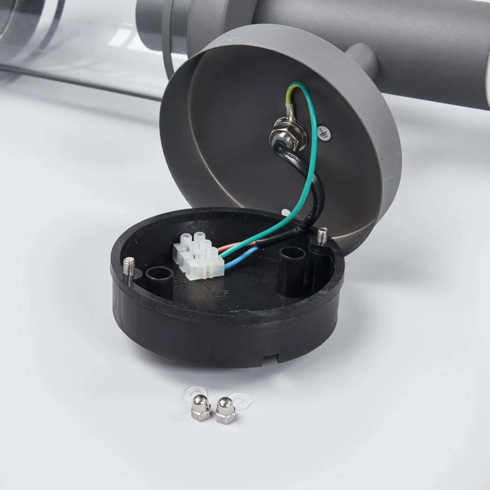 Lindby Aplique para exterior Djori, sensor, antracita, acero inoxidable