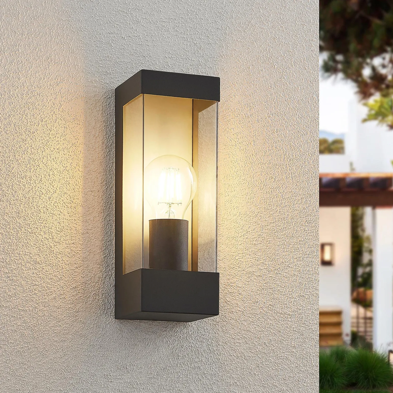 Lindby aplique para exterior Tilian, altura 25 cm, antracita, acero