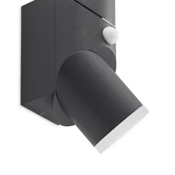 Lindby Aspyn aplique LED exterior, 2 luces, sensor