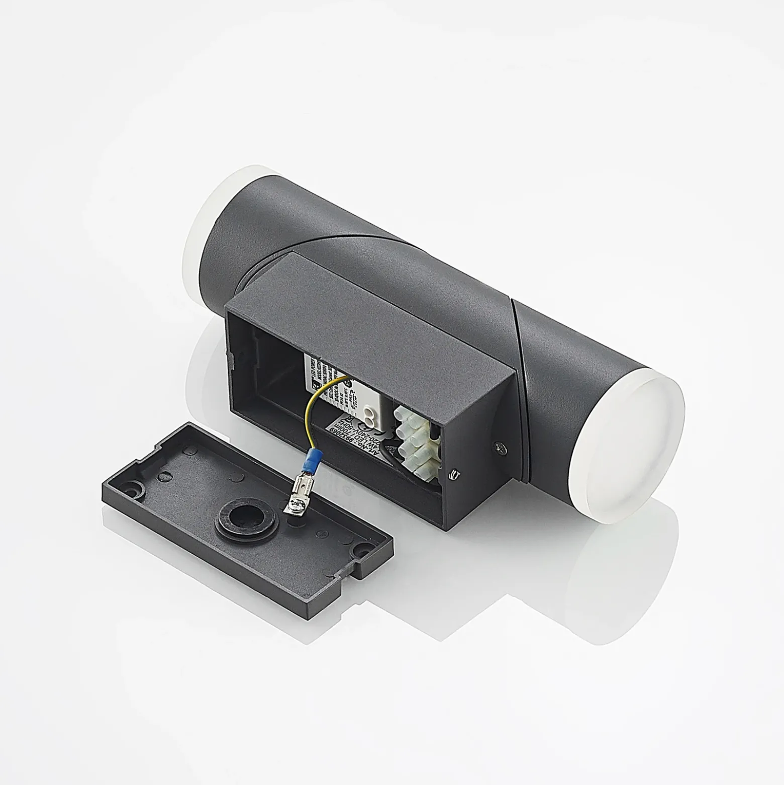 Lindby Aspyn aplique LED exterior, 2 luces, sensor