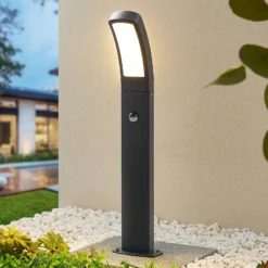 Lindby baliza LED Moshe, 60 cm, antracita, sensor
