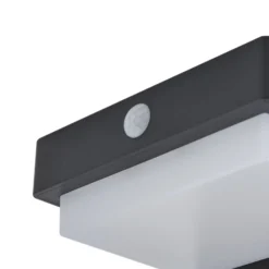 Lindby Baliza LED solar para zócalo Eleazar, negro, aluminio, sensor